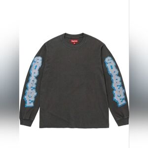 Supreme Cracked Sleeve Washed Black Long Sleeve Shirt Size 2xl NWT